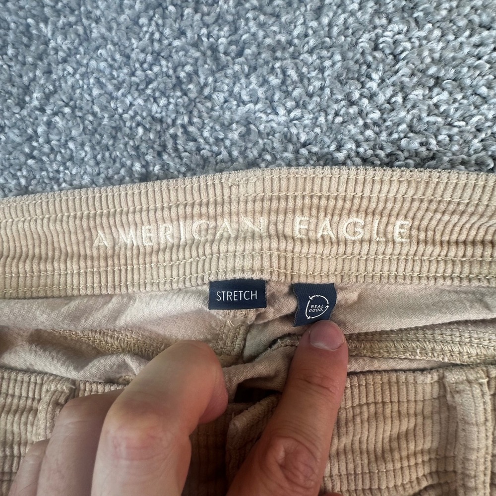 American Eagle Corduroy Cargo Pants Womens 10 Long Super High Rise Baggy Leg - Picture 5 of 9